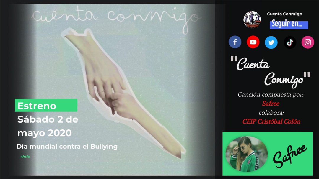 Safree y los alumnos del Colegio Colón de Sax cantan contra el acoso escolar
