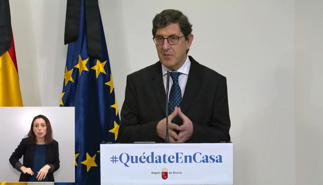 Captura de pantalla de la Rueda de Prensa telemática ofrecida por el consejero de Salud, Manuel Villegas Captura de pantalla de la Rueda de Prensa telemática ofrecida por el consejero de Salud, Manuel Villegas