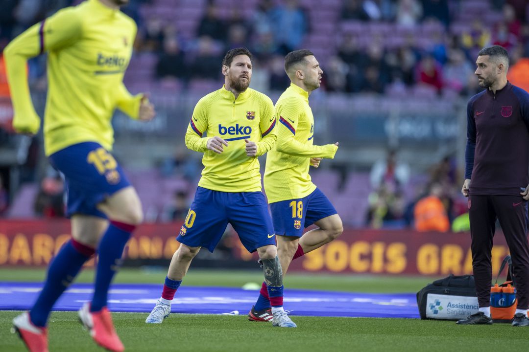 Los jugadores del Barça calentando. Los jugadores del Barça calentando.