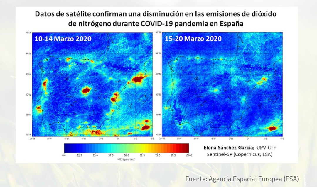 Datos de satélite que muestran la disminución de la contaminación. Datos de satélite que muestran la disminución de la contaminación.
