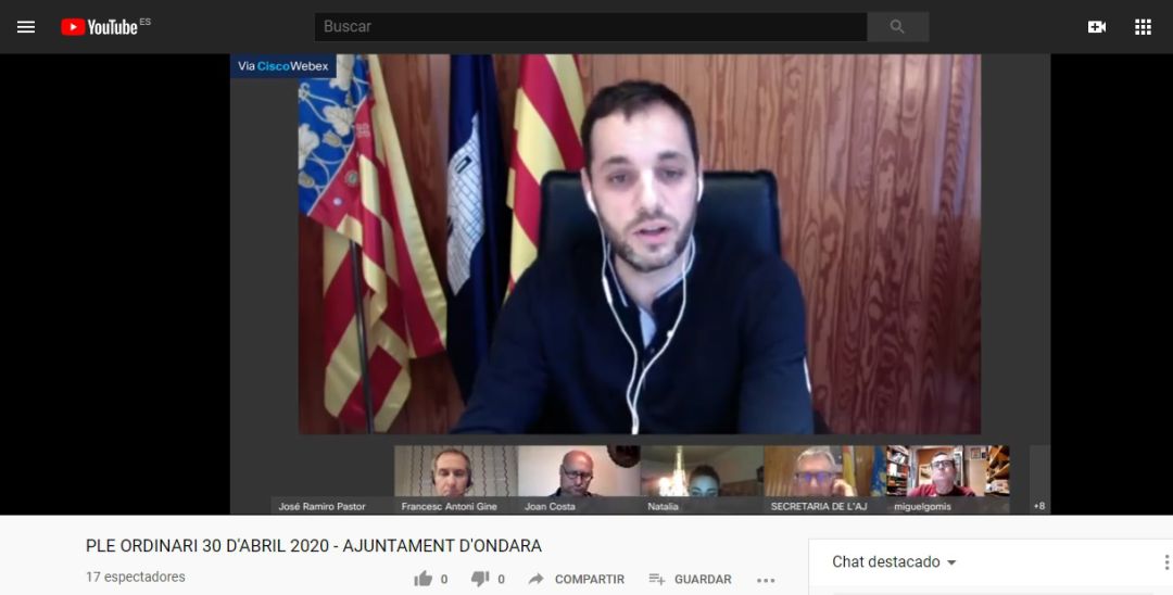 Uno de los momentos del pleno telemático de la corporación municipal de Ondara. Uno de los momentos del pleno telemático de la corporación municipal de Ondara.