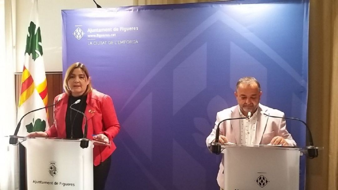 L'alcaldessa Agnès Lladó i el regidor Jesús Quiroga en un moment de la roda de premsa telemàtica. L'alcaldessa Agnès Lladó i el regidor Jesús Quiroga en un moment de la roda de premsa telemàtica.