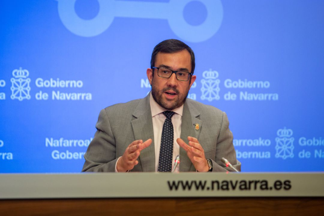 Javier Remírez, portavoz del Gobierno de Navarra, en rueda de prensa. Javier Remírez, portavoz del Gobierno de Navarra, en rueda de prensa.