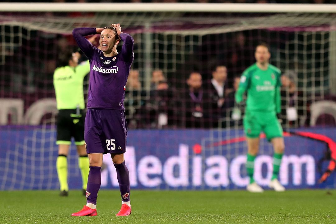 Federico Chiesa, jugador de la Fiorentina, lamenta una ocasión fallada durante el último Fiorentina-Milán Federico Chiesa, jugador de la Fiorentina, lamenta una ocasión fallada durante el último Fiorentina-Milán