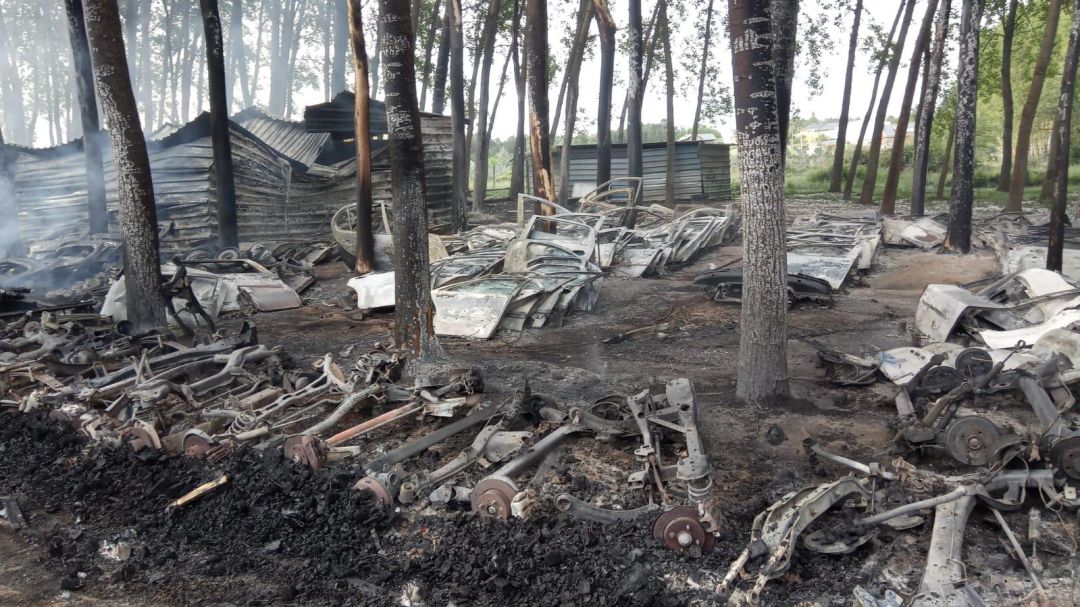 La nave ha quedado destruida por el incendio La nave ha quedado destruida por el incendio