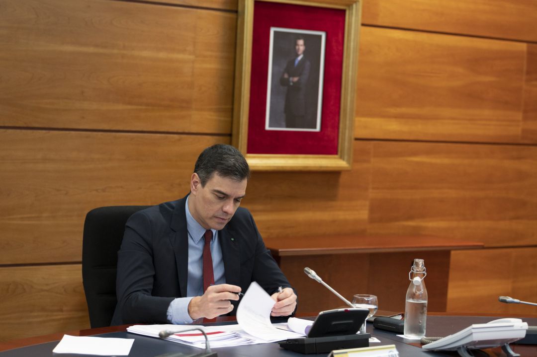 El presidente del Gobierno, Pedro Sánchez, durante el Consejo de Ministros. El presidente del Gobierno, Pedro Sánchez, durante el Consejo de Ministros.