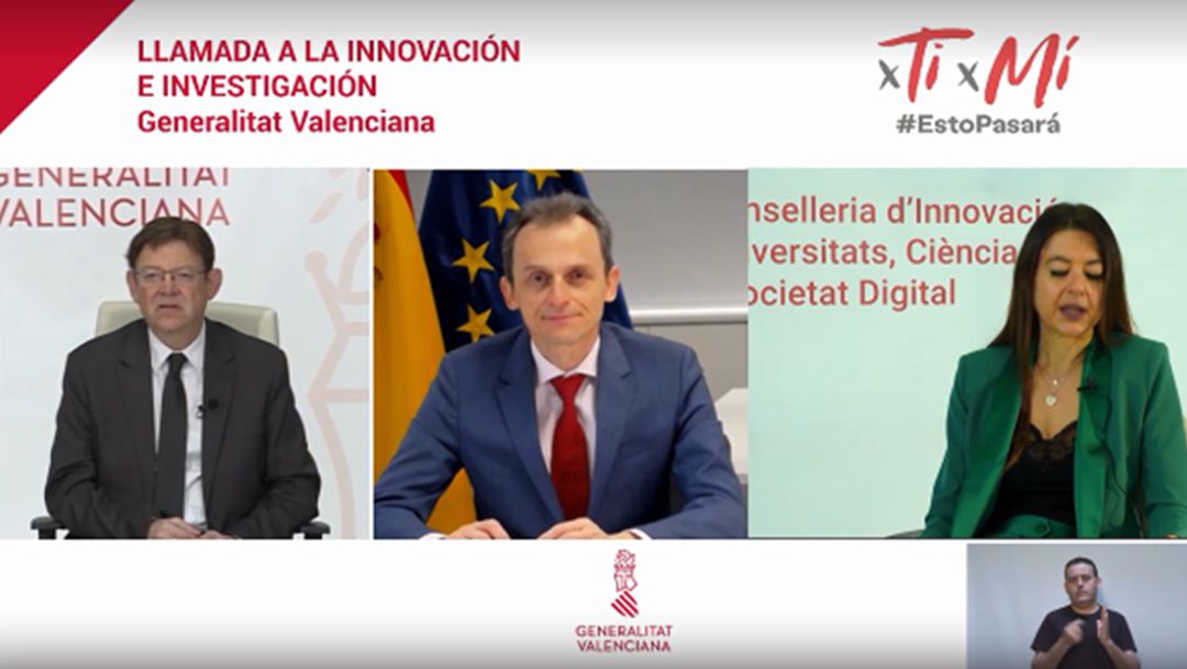 Ximo Puig (i), Pedro Duque y Carolina Pascual, en un momento de la presentación Ximo Puig (i), Pedro Duque y Carolina Pascual, en un momento de la presentación