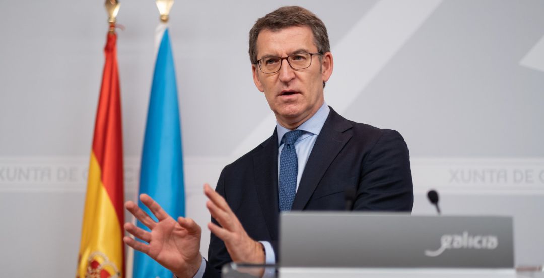 El presidente de la Xunta, Alberto Núñez Feijóo, en la rueda de prensa posterior al Consello El presidente de la Xunta, Alberto Núñez Feijóo, en la rueda de prensa posterior al Consello