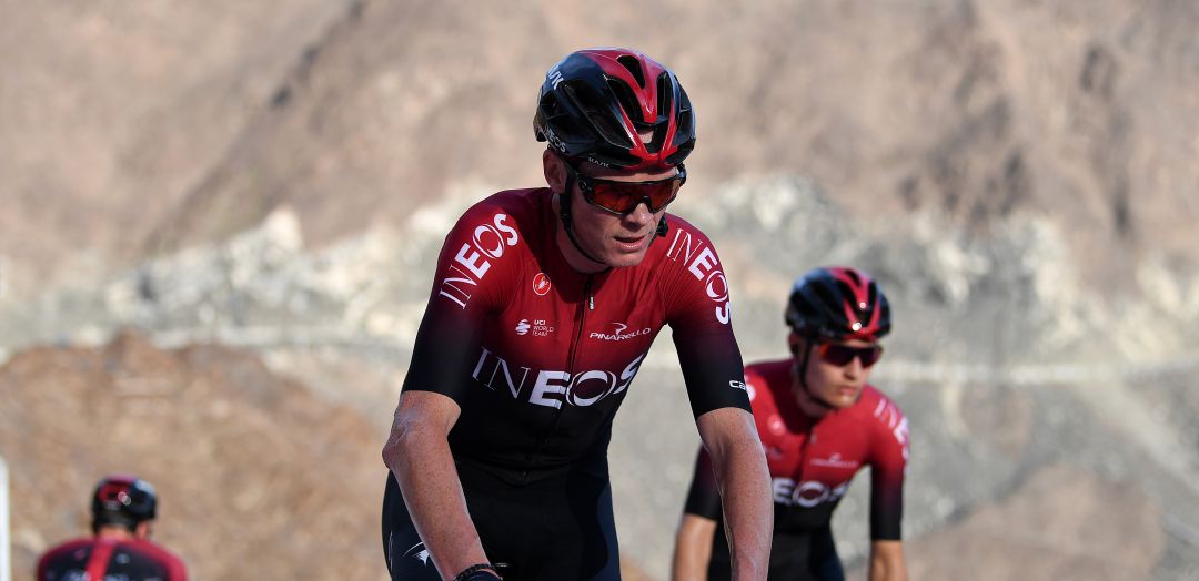 Chris Froome, durante un calentamiento previo a una etapa ciclista Chris Froome, durante un calentamiento previo a una etapa ciclista