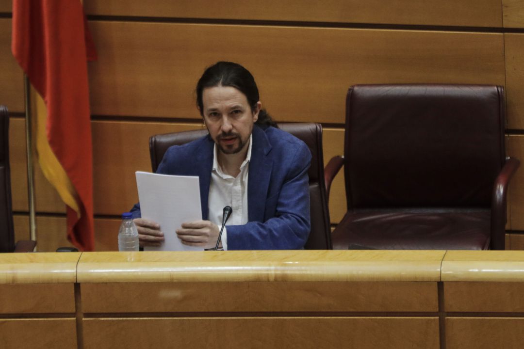 El vicepresidente segundo del Gobierno y ministro de Derechos Sociales y Agenda 2030, Pablo Iglesias, durante su comparecencia en la Comisión de Derechos Sociales para explicar la actuación de su vicepresidencia en la crisis del Covid-19 El vicepresidente segundo del Gobierno y ministro de Derechos Sociales y Agenda 2030, Pablo Iglesias, durante su comparecencia en la Comisión de Derechos Sociales para explicar la actuación de su vicepresidencia en la crisis del Covid-19