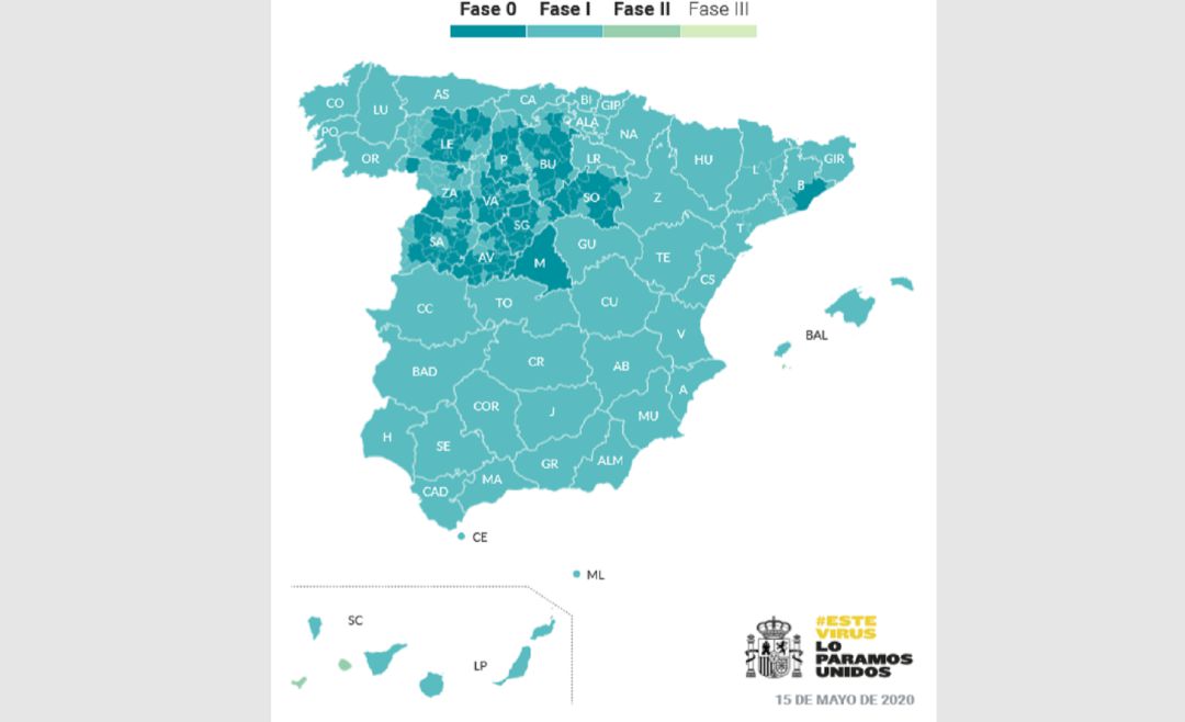 Mapa de la desescalada a 18 de mayo Mapa de la desescalada a 18 de mayo