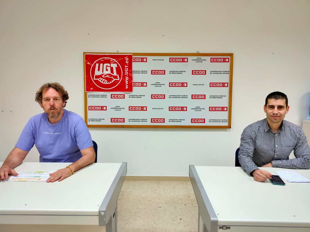 Luis Losa, de UGT y Paco Gómez, de CCOO, en la rueda de prensa conjunta Luis Losa, de UGT y Paco Gómez, de CCOO, en la rueda de prensa conjunta