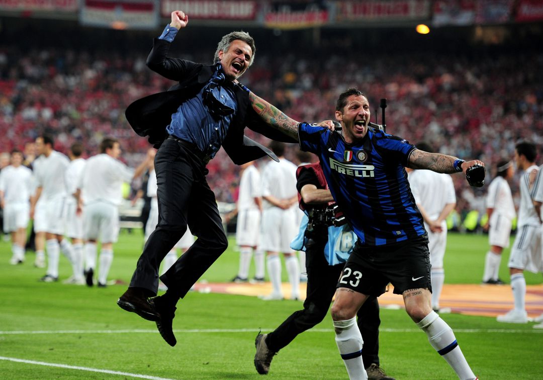 Jose Mourinho y Marco Materazzi celebrando la Copa de Europa 2010 Jose Mourinho y Marco Materazzi celebrando la Copa de Europa 2010