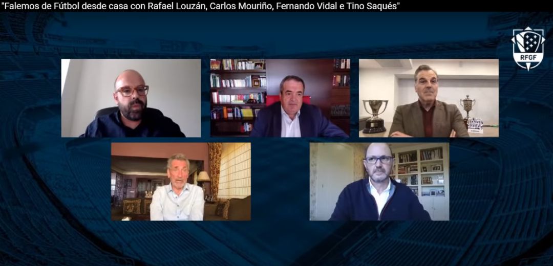 César Méndez moderando la charla con Tino Saqués, Fernando Vidal, Carlos Mouriño y Rafael Louzán César Méndez moderando la charla con Tino Saqués, Fernando Vidal, Carlos Mouriño y Rafael Louzán