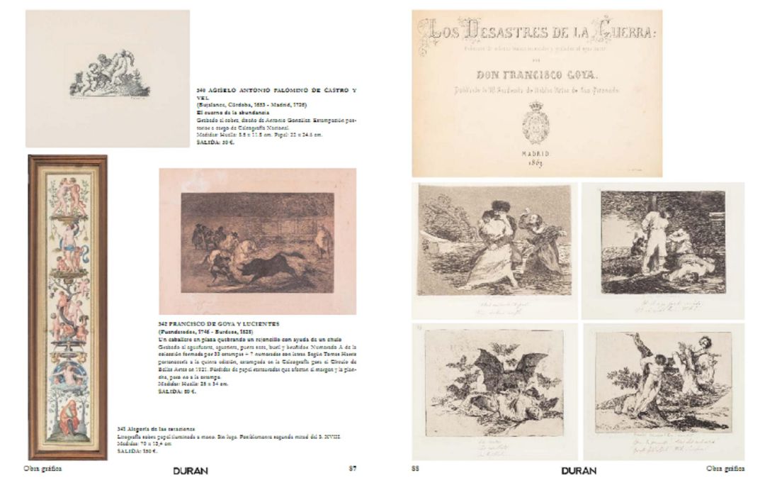 Captura del catálogo de la Sala Durán sobre el ejemplar que sale a subasta de 'Los Desastres de la Guerra' de Francisco de Goya Captura del catálogo de la Sala Durán sobre el ejemplar que sale a subasta de 'Los Desastres de la Guerra' de Francisco de Goya