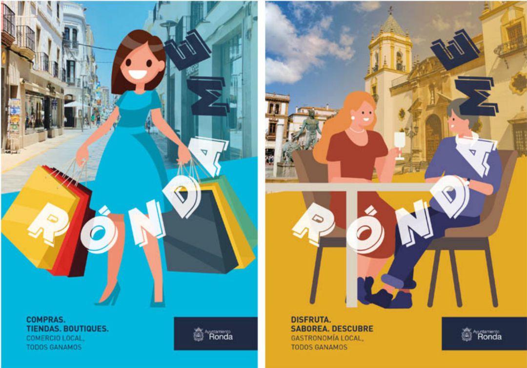 Imagen de los dos tipos de carteles que se colocarán en los establecimientos rondeños Imagen de los dos tipos de carteles que se colocarán en los establecimientos rondeños