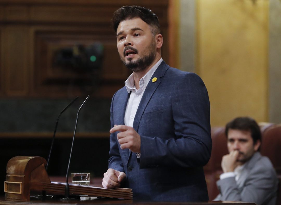 Gabriel Rufián durante su intervención en el Congreso Gabriel Rufián durante su intervención en el Congreso