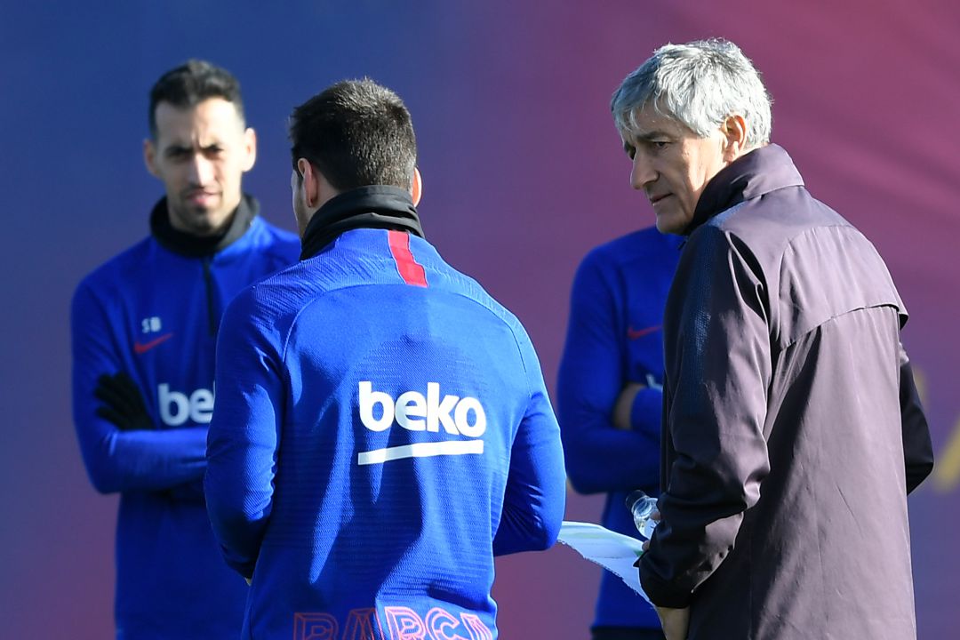 Quique Setién y Messi Quique Setién y Messi