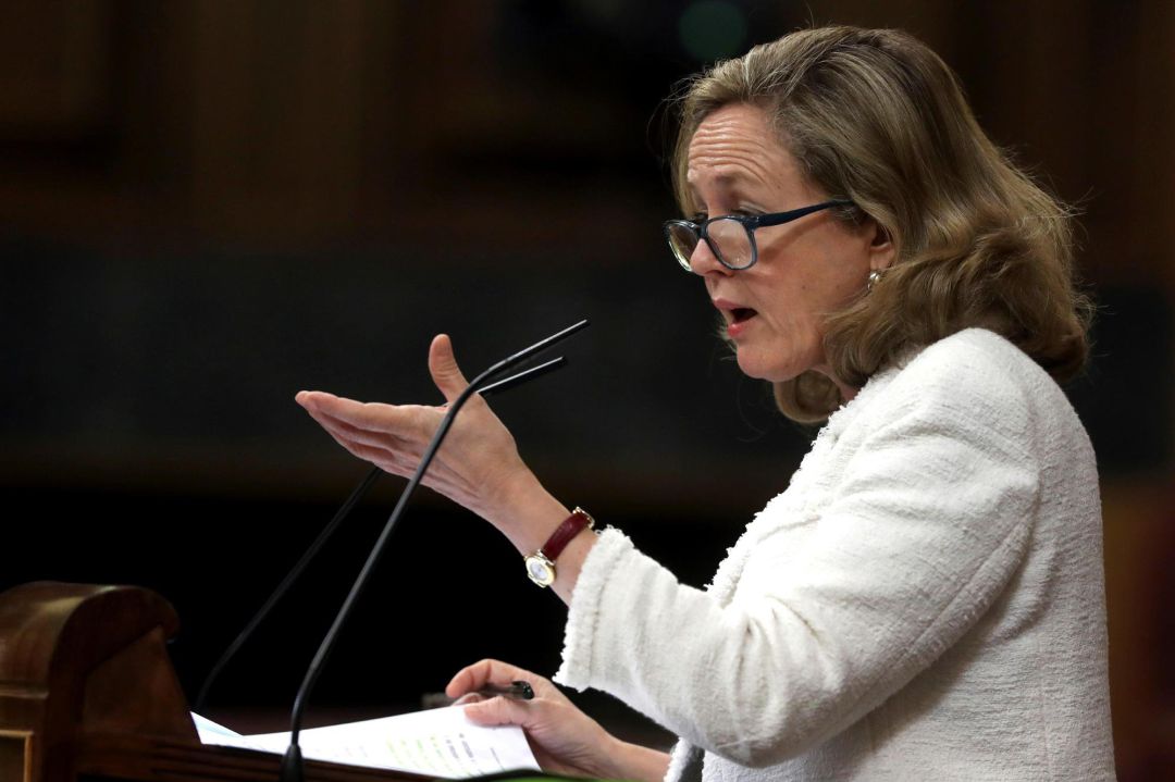 La vicepresidenta de Asuntos Económicos, Nadia Calviño, durante una intervención en el Congreso. La vicepresidenta de Asuntos Económicos, Nadia Calviño, durante una intervención en el Congreso.
