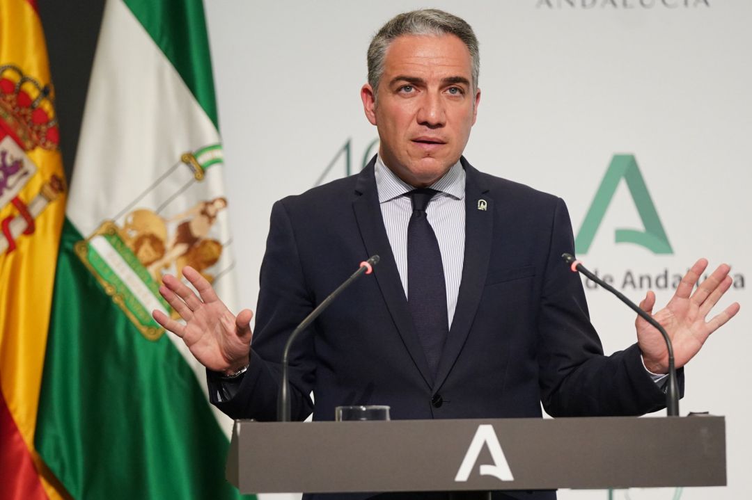 El consejero de la Presidencia, Administración Pública e Interior y portavoz del Gobierno andaluz, Elías Bendodo, en una foto de archivo.
El consejero de la Presidencia, Administración Pública e Interior y portavoz del Gobierno andaluz, Elías Bendodo, en una foto de archivo.