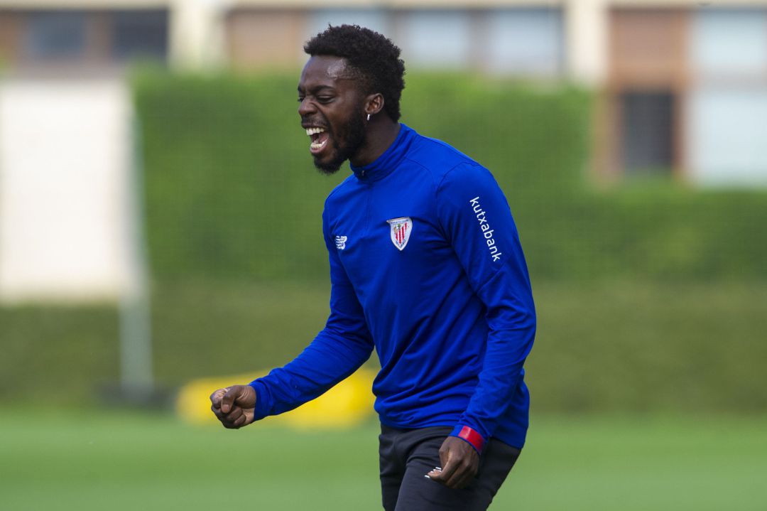 Iñaki Williams, jugador del Athletic Club, celebrando un gol en un entrenamiento Iñaki Williams, jugador del Athletic Club, celebrando un gol en un entrenamiento