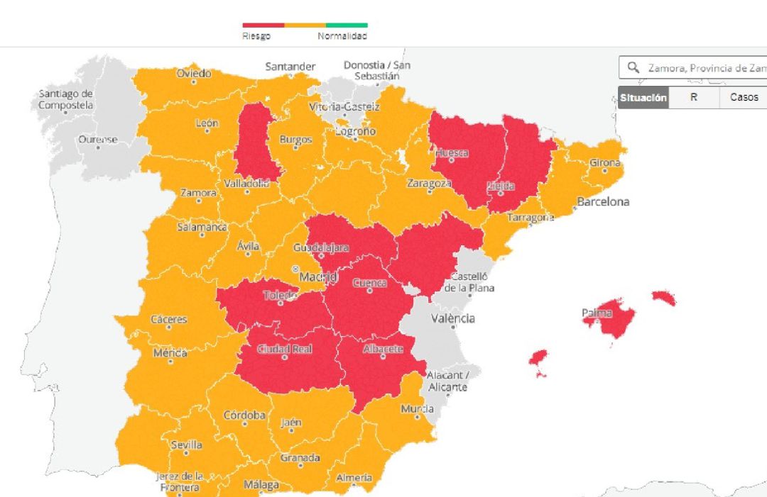 Riesgo de rebrote de coronvirus por provincias, a 24 de mayo Riesgo de rebrote de coronvirus por provincias, a 24 de mayo