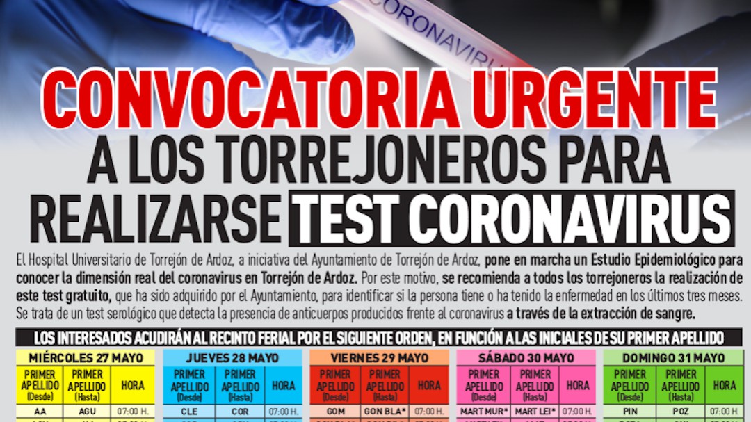 Alcaldes exigen explicaciones sobre los test masivos de Torrejón de Ardoz
