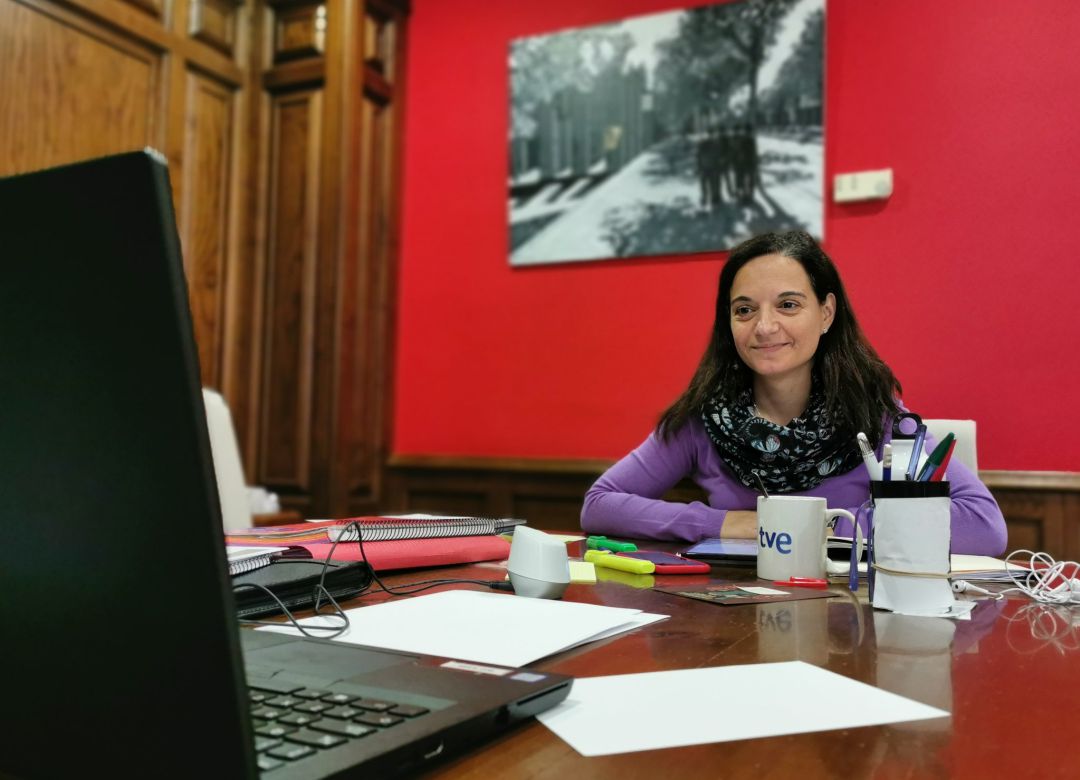 Hernández, en una imagen de archivo, durante una reunión por videoconferencia de la FEMM con el consejero de Economía y Empleo. Hernández, en una imagen de archivo, durante una reunión por videoconferencia de la FEMM con el consejero de Economía y Empleo.