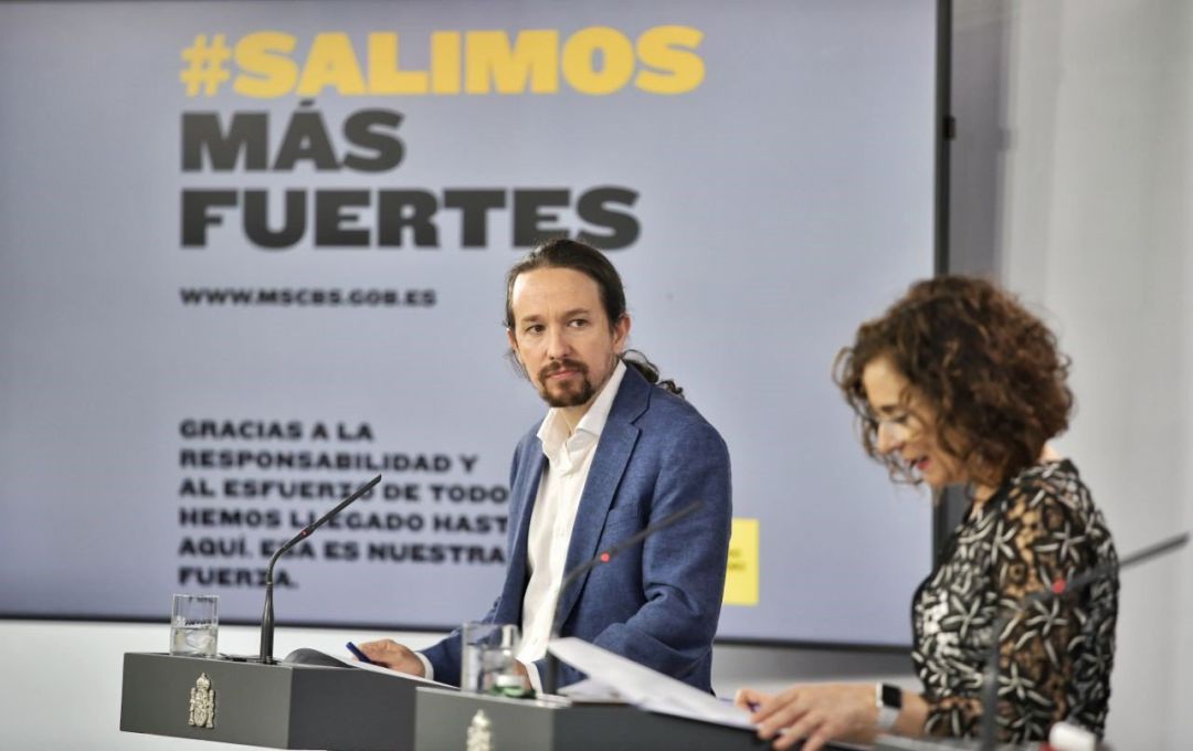 El vicepresidente segundo, Pablo Iglesias, y la portavoz del Gobierno, María Jesús Montero El vicepresidente segundo, Pablo Iglesias, y la portavoz del Gobierno, María Jesús Montero