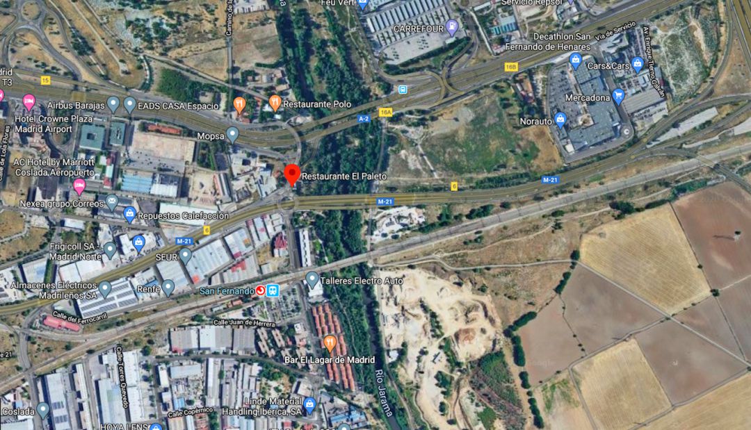 Ubicación de El Paleto, junto al río Jarama. Ubicación de El Paleto, junto al río Jarama.