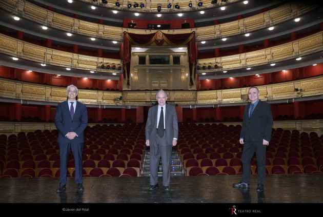 Ignacio García-Belenguer, Gregorio Marañón y Joan Matabosch, en la presentación de la temporada 2020-21 del Teatro Real Ignacio García-Belenguer, Gregorio Marañón y Joan Matabosch, en la presentación de la temporada 2020-21 del Teatro Real