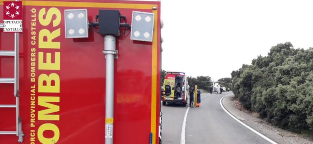 Imagen del accidente de tráfico en la CV240 Imagen del accidente de tráfico en la CV240