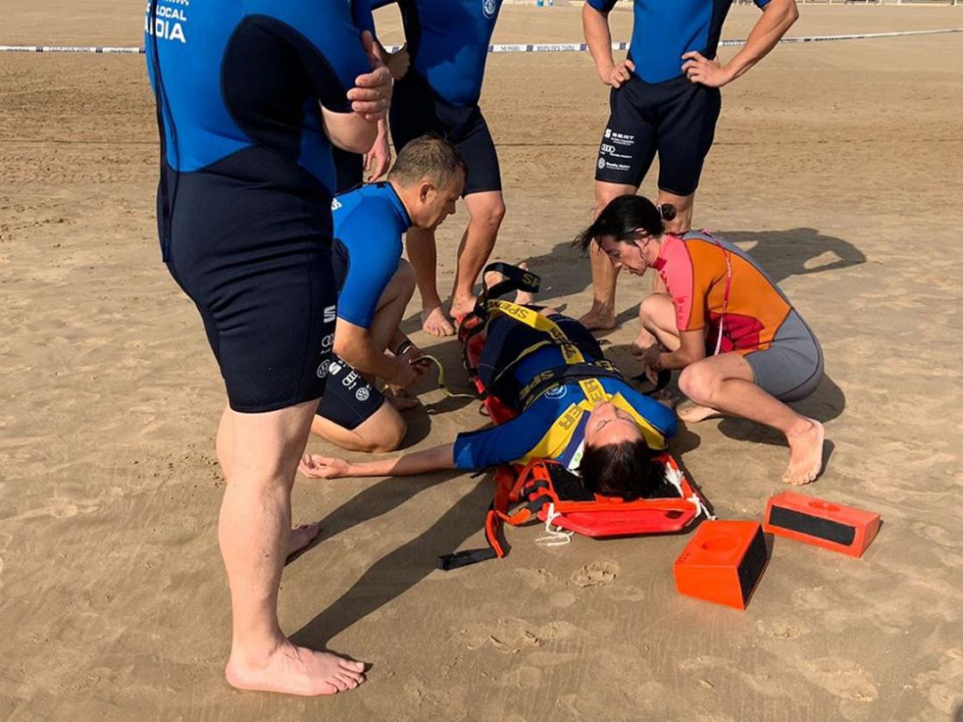Simulacro de rescate en julio de 2019 en la playa de Gandia Simulacro de rescate en julio de 2019 en la playa de Gandia
