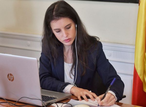 La ministra de Igualdad, Irene Montero, durante la Conferencia Sectorial celebrada por videoconferencia