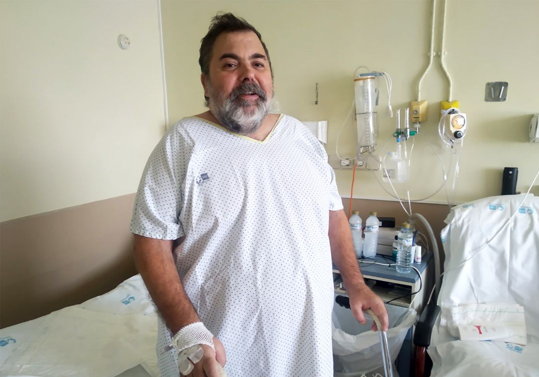 Rafael Gabaldón Foncubierta, superviviente del coronavirus, en su habitación del Hospital Gregorio Marañón Rafael Gabaldón Foncubierta, superviviente del coronavirus, en su habitación del Hospital Gregorio Marañón