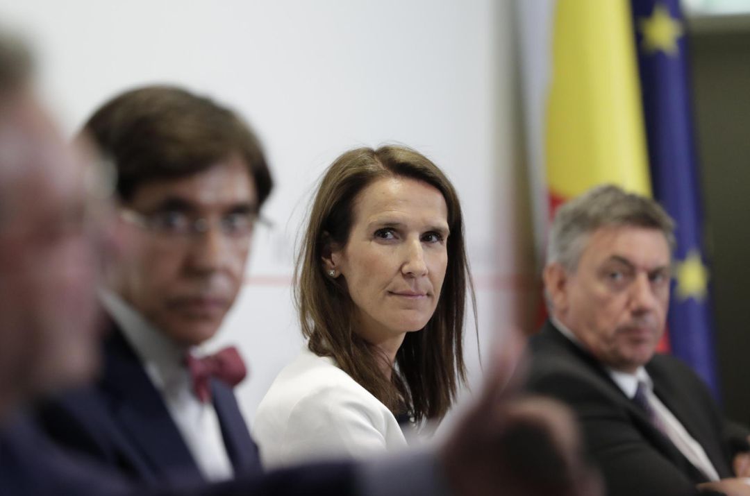 La primera ministra belga, Sophie Williams, en una rueda de prensa. La primera ministra belga, Sophie Williams, en una rueda de prensa.