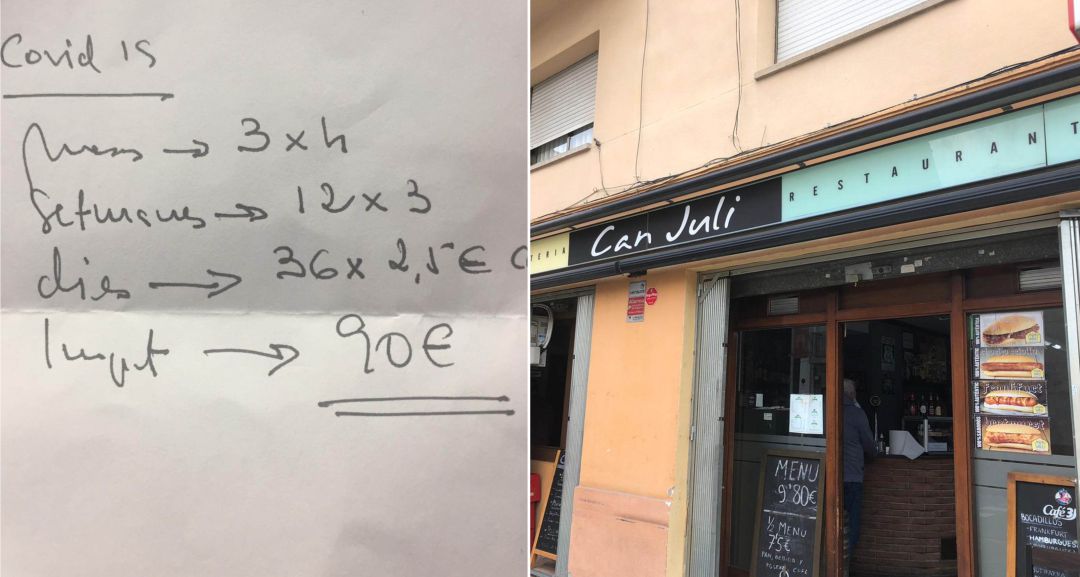 Los cálculos del cliente asiduo a Can Juli. Los cálculos del cliente asiduo a Can Juli.