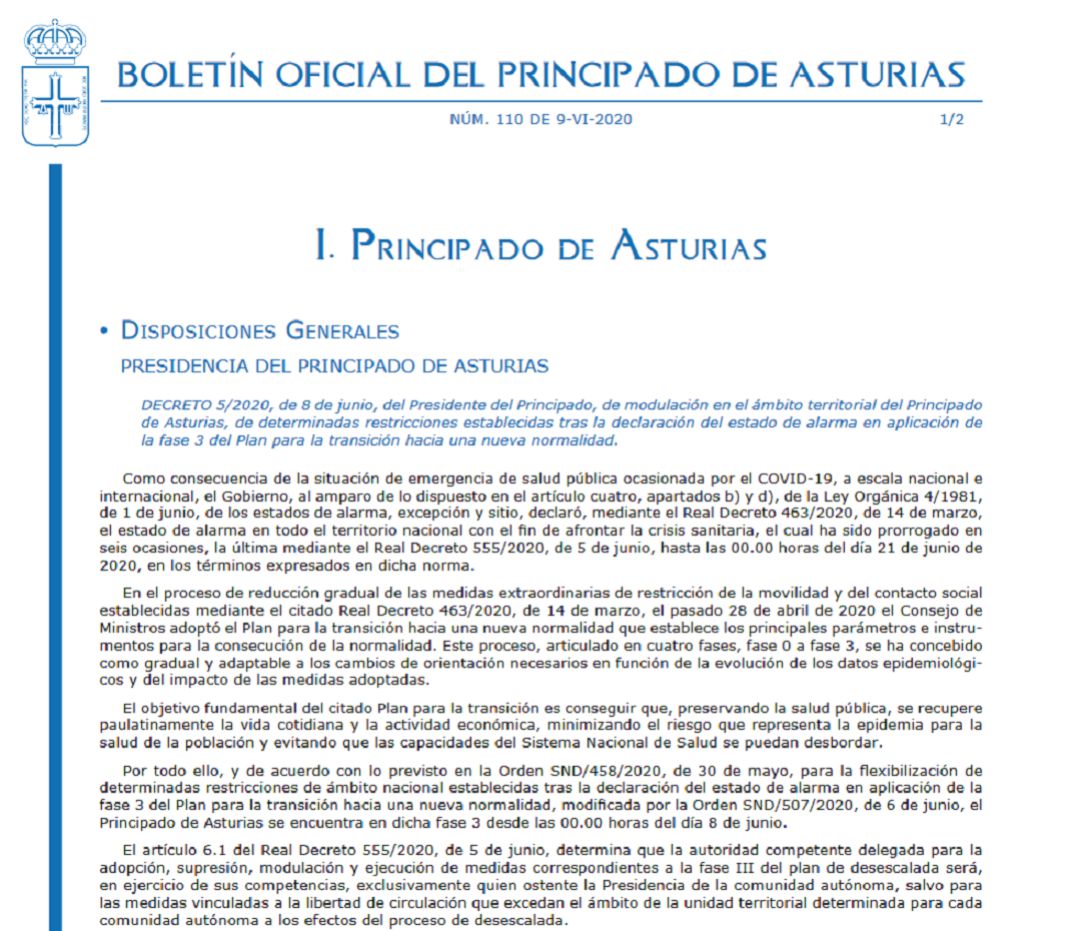 El Boletín Oficial del Principado recoge hoy el Decreto de la Presidencia del Principado El Boletín Oficial del Principado recoge hoy el Decreto de la Presidencia del Principado