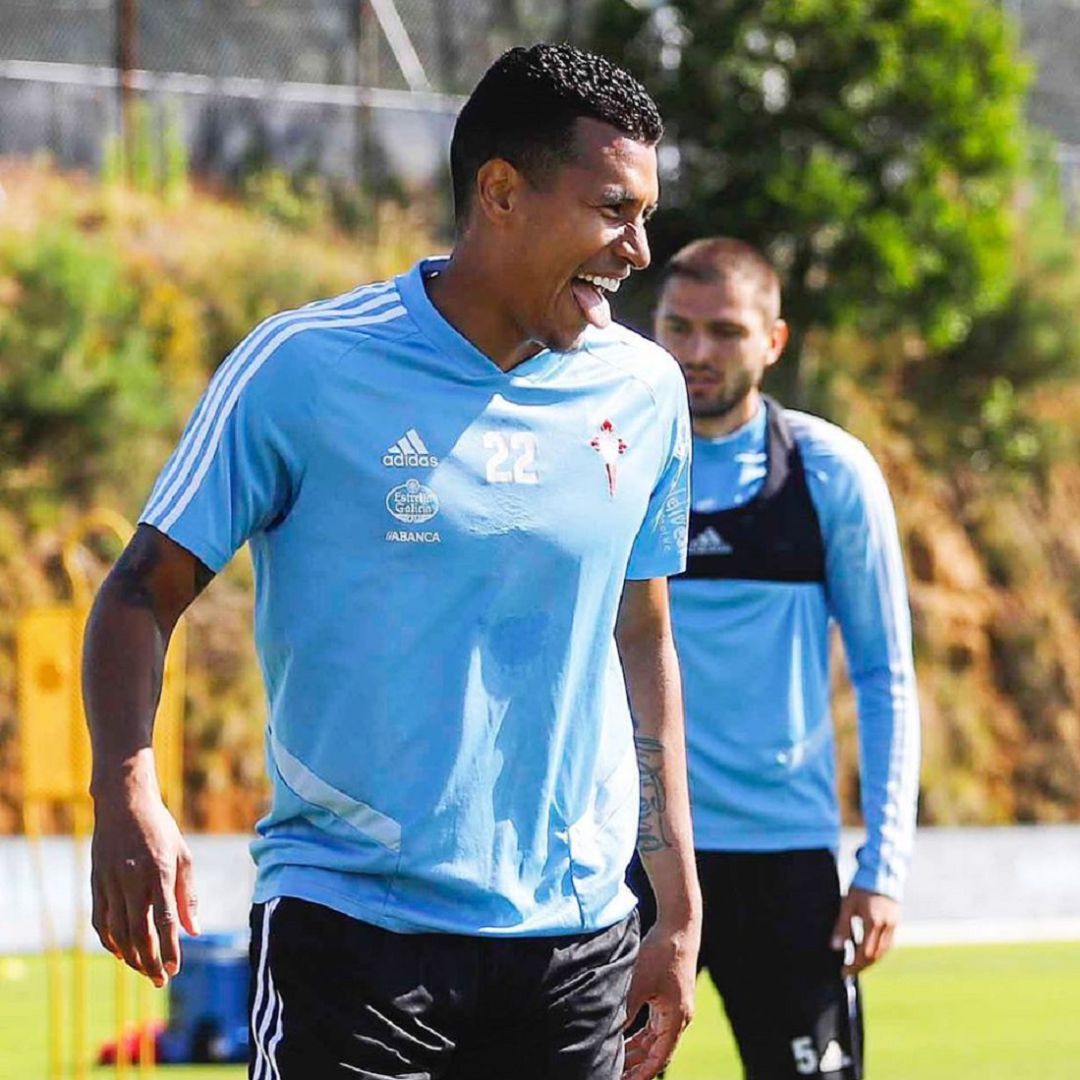 Jeison Murillo durante un entrenamiento en A Madroa Jeison Murillo durante un entrenamiento en A Madroa