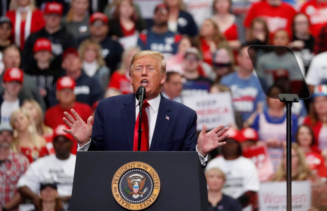 Donald Trump durante su último mitín antes de la pandemia de coronavirus, celebrado en Charlotte (Carolina del Norte) el 2 de marzo. Donald Trump durante su último mitín antes de la pandemia de coronavirus, celebrado en Charlotte (Carolina del Norte) el 2 de marzo.