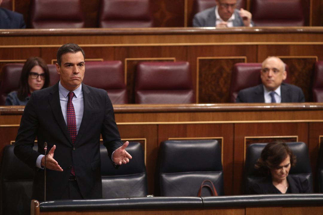 El presidente del Gobierno, Pedro Sánchez, durante su intervención en el Pleno del Congreso de los Diputados este miércoles El presidente del Gobierno, Pedro Sánchez, durante su intervención en el Pleno del Congreso de los Diputados este miércoles