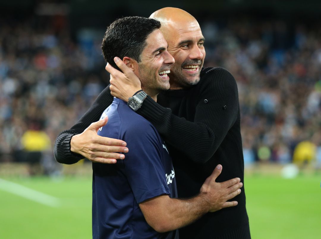 Mikel Arteta y Pep Guardiola. Mikel Arteta y Pep Guardiola.