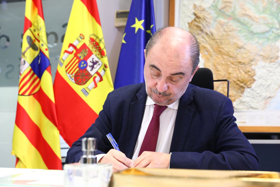 Lambán, durante la decimocuarta videoconferencia de presidentes autonómicos Lambán, durante la decimocuarta videoconferencia de presidentes autonómicos