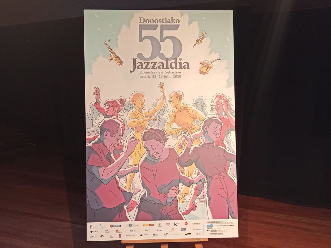 Cartel de la 55 edición del Jazzaldia, obra del ilustrador Joseba Larratxe.
Cartel de la 55 edición del Jazzaldia, obra del ilustrador Joseba Larratxe.