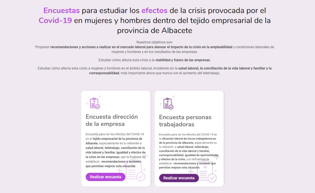 Comienzan las encuestas del Observatorio de Igualdad en Relaciones Laborales de Albacete Comienzan las encuestas del Observatorio de Igualdad en Relaciones Laborales de Albacete