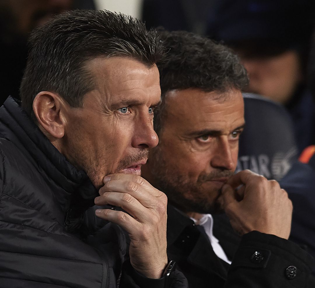 Juan Carlos Unzué junto a Luis Enrique en el Camp Nou Juan Carlos Unzué junto a Luis Enrique en el Camp Nou