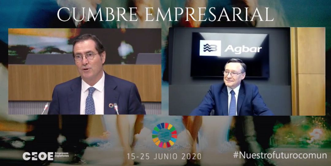 El presidente de Agbar, Ángel Simón, junto con el presidente de la CEOE, Antonio Garamendi El presidente de Agbar, Ángel Simón, junto con el presidente de la CEOE, Antonio Garamendi
