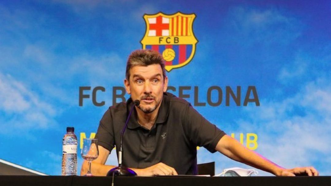 Unzué, durante la rueda de prensa. Unzué, durante la rueda de prensa.