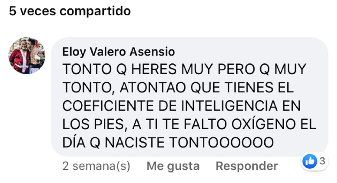Captura de uno de los mensajes publicados en redes sociales Captura de uno de los mensajes publicados en redes sociales