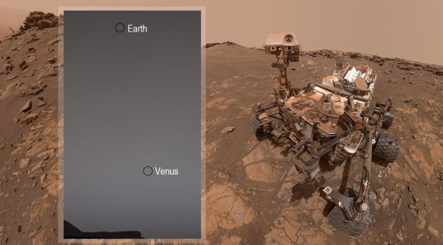 Así se ven la Tierra y Venus desde Marte. Así se ven la Tierra y Venus desde Marte.